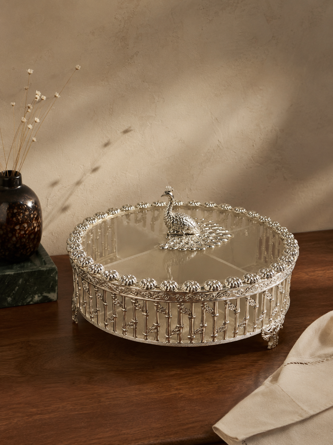 The Peacock Radiance Dry Fruit Tray